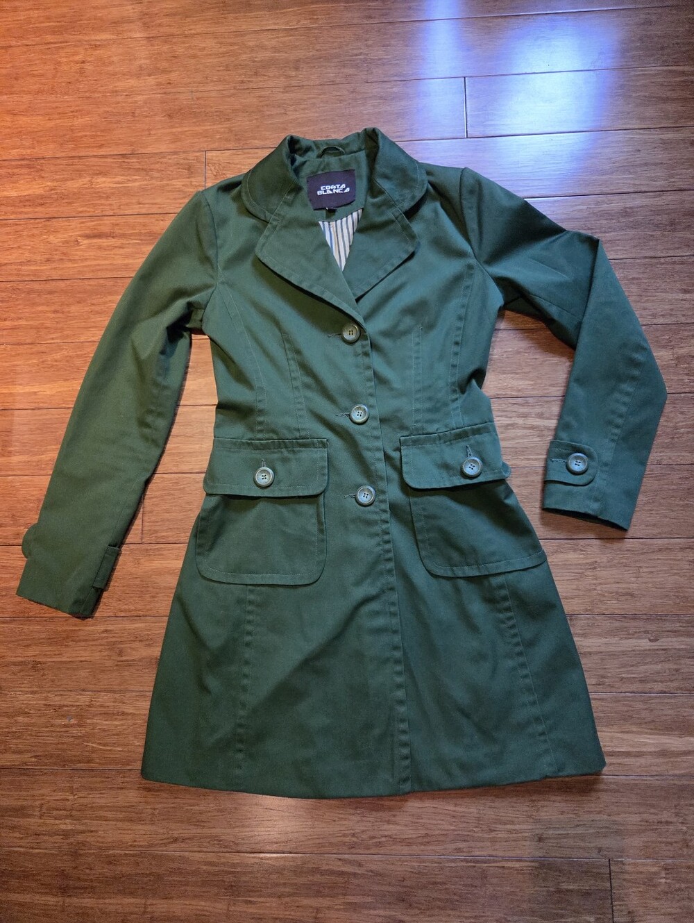Costa Blanca Emerald Green Fit & Flare Coat Tailored Jacket Womens 4 Small Y2K
